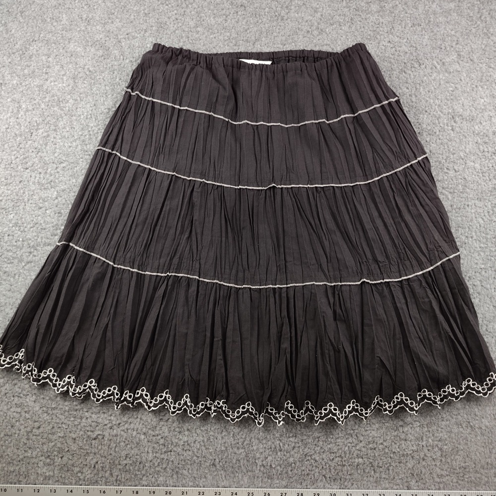 Allison Taylor Skirt Sz Large Tiered Broomstick Black Eyelet Trim EUC